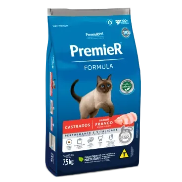 Racao Premier Formula Gatos Castrados Frango 7.5kg lateral